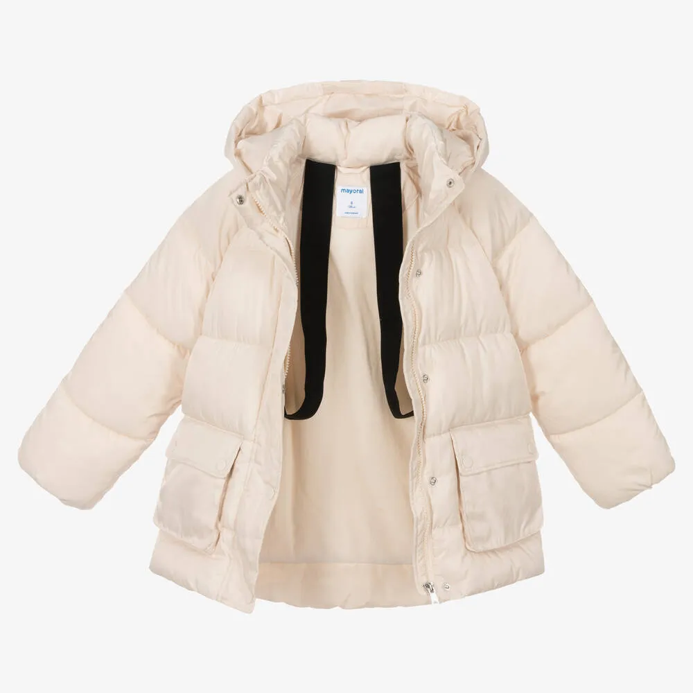 Girls Ivory Puffer Coat