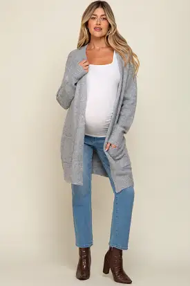 Heather Grey Basic Knit Maternity Cardigan