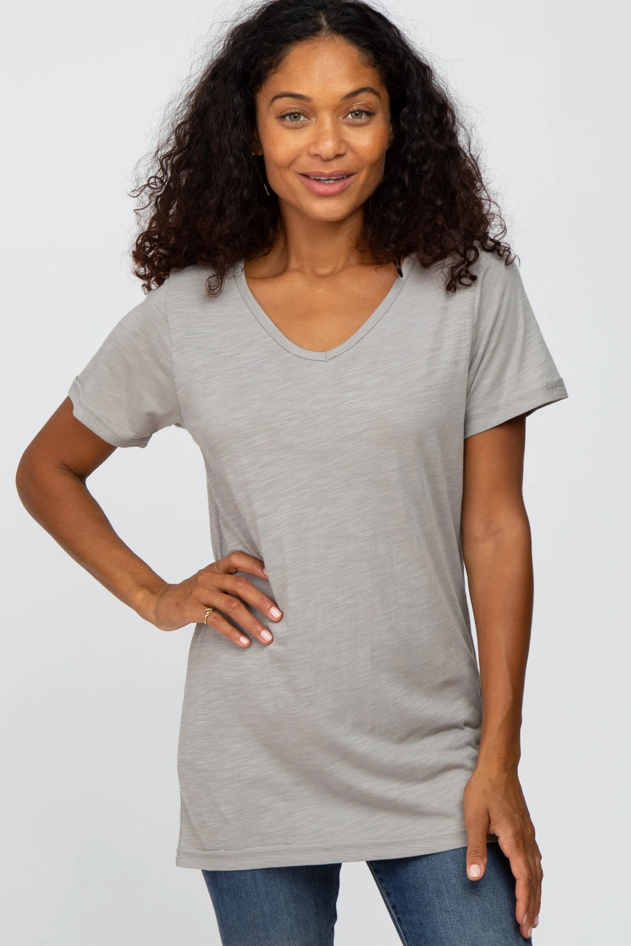 Heather Grey V-Neck Maternity T Shirt