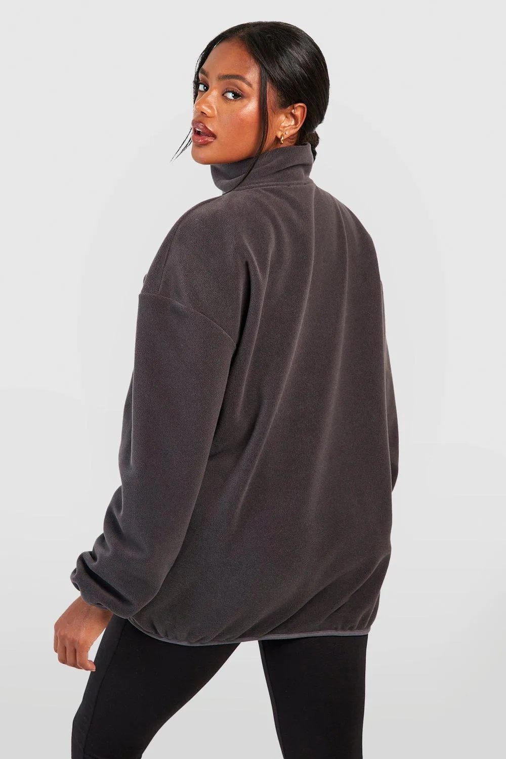 Hoodies & Sweatshirts | Polar Fleece Half Zip Oversized Sweatshirt | boohoo