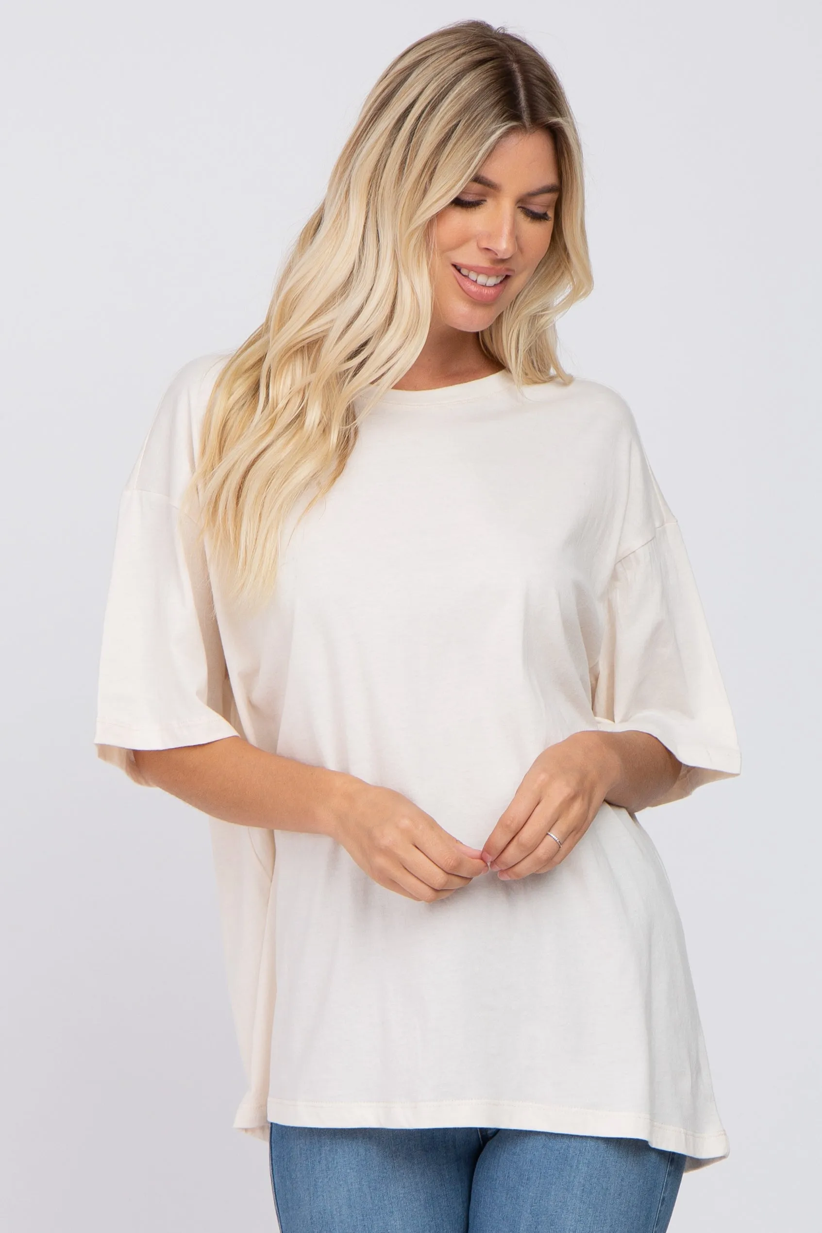 Ivory Basic Oversized Maternity Tee