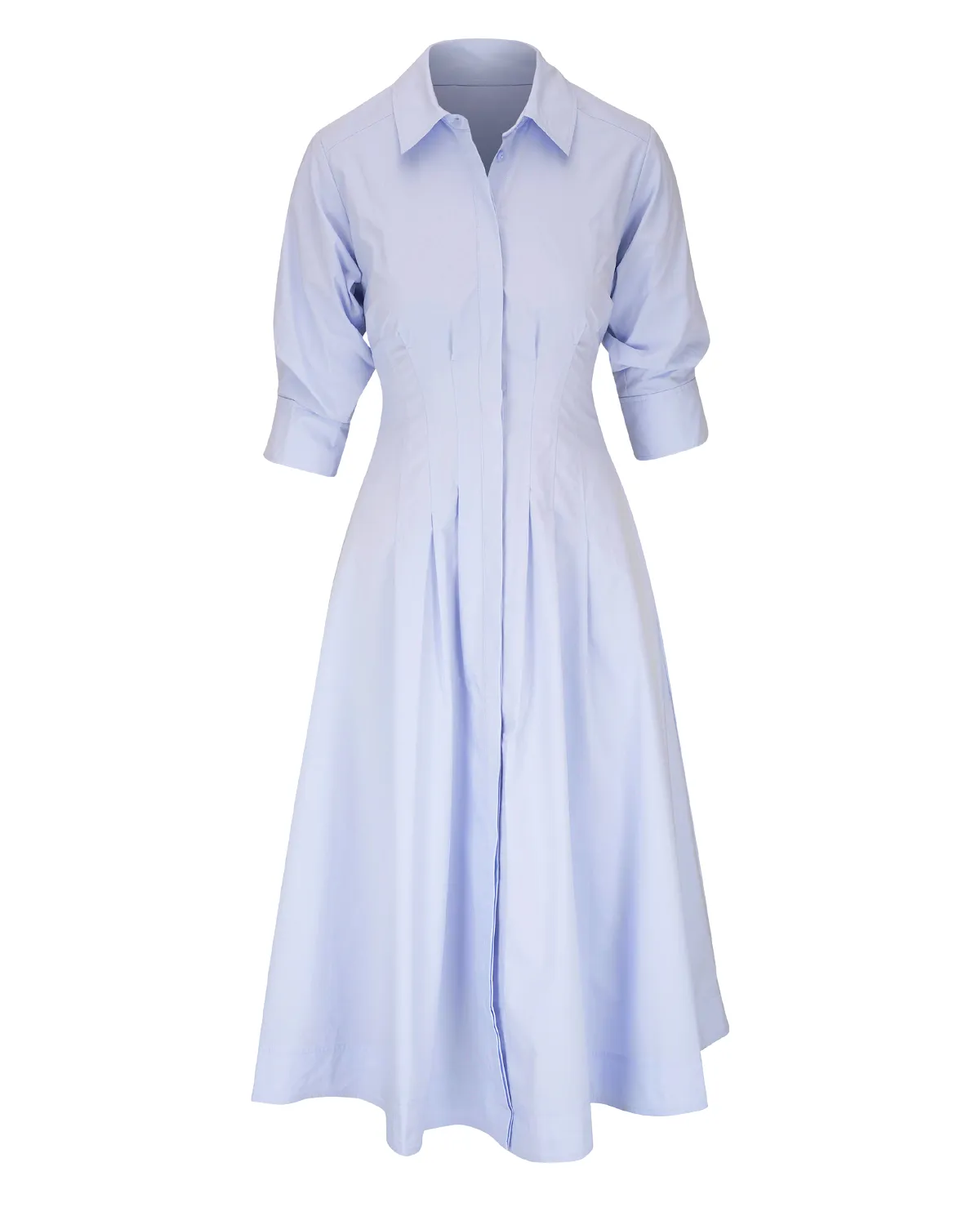 Jazz Cotton Poplin Pintuck Midi Dress (Blue Haze)