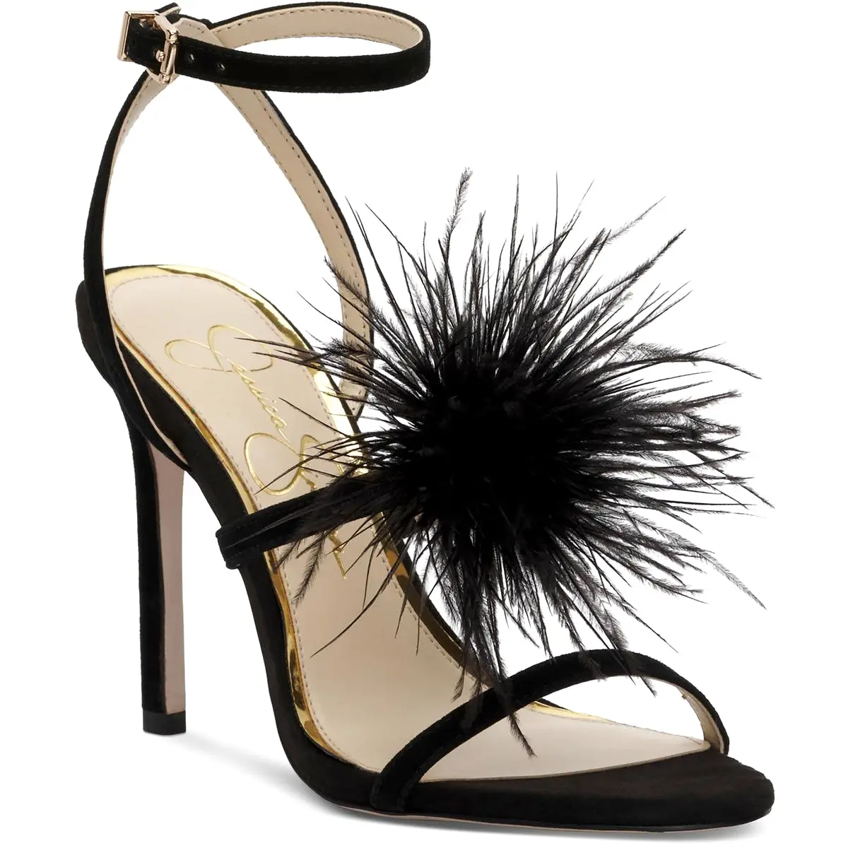 Jessica Simpson Womens Jenevya Suede Feathers Ankle Strap