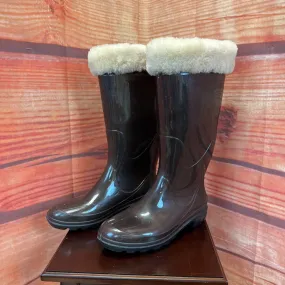 KAMIK BROWN SHEARLING RAIN BOOTS SZ 8 TCC