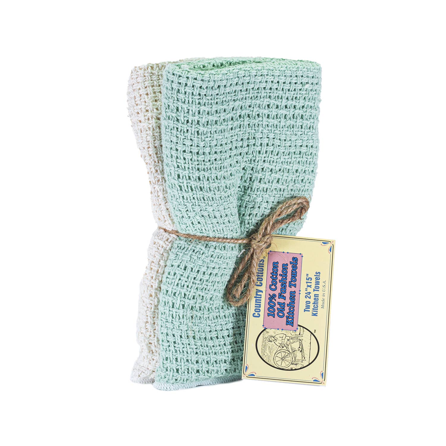 Kitchen Towels 2 Pack: Mint Green/Natural