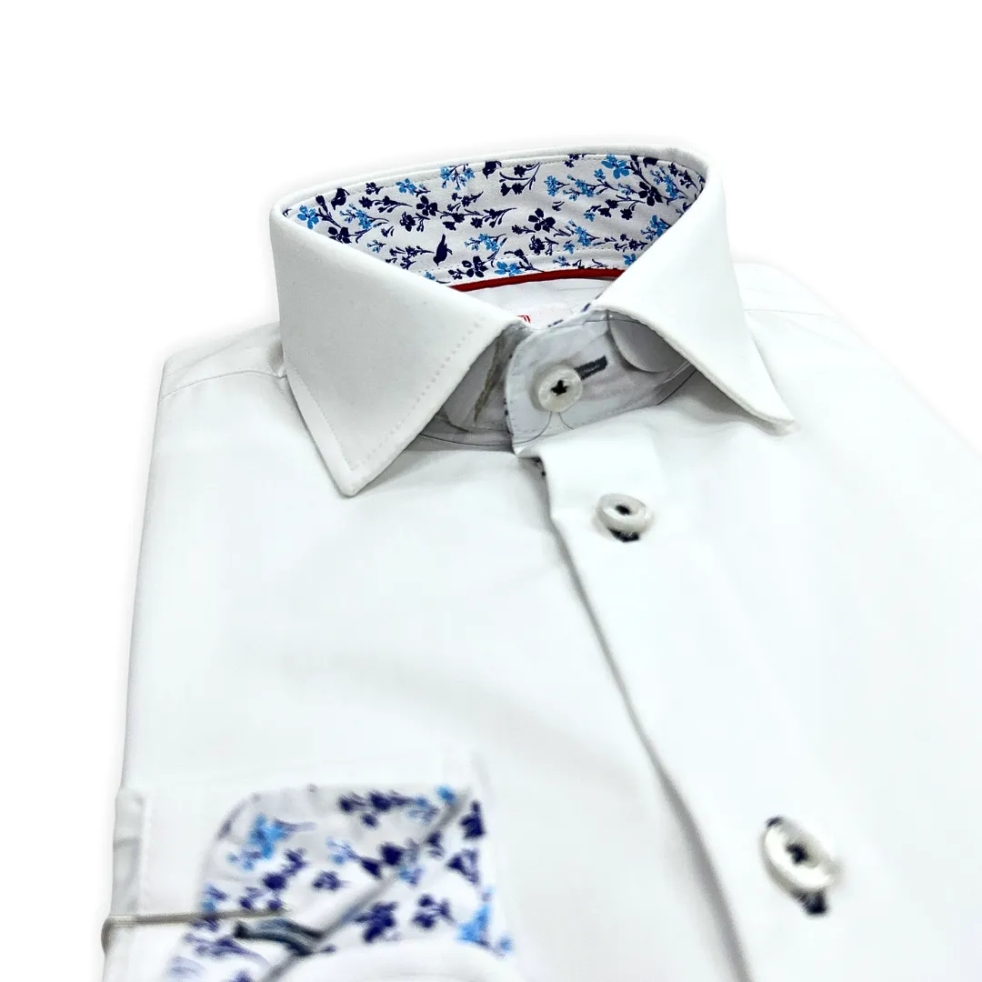 Leo & Zachary Boys White/Blue Non-Iron Dress Shirt_P5508