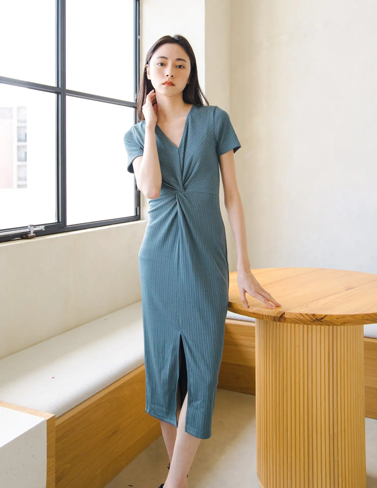 Mae Midi Dress in Teal