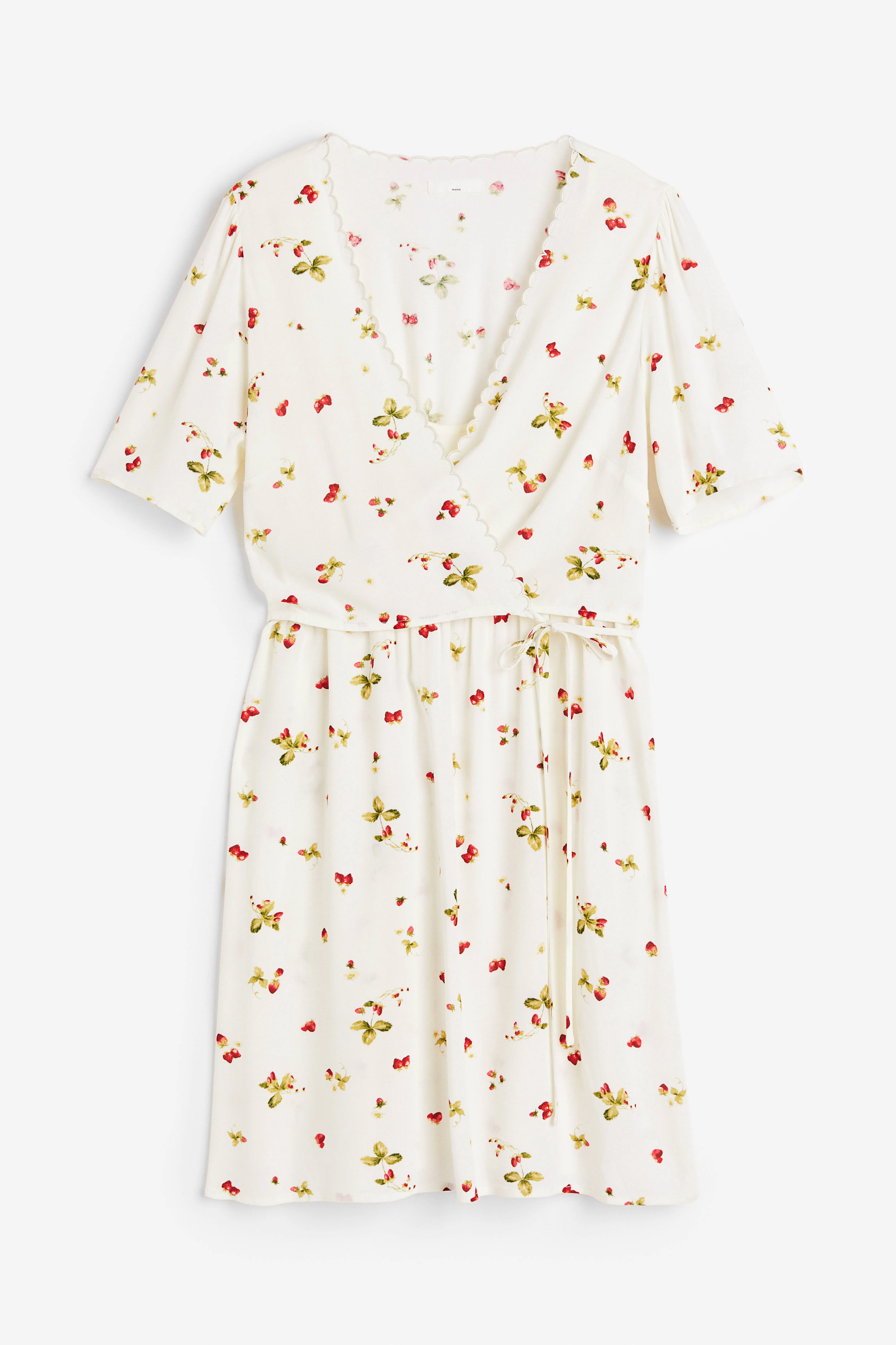 MAMA Nursing wrap dress - V-neck - Short sleeve - White/Strawberries - Ladies | H&M GB