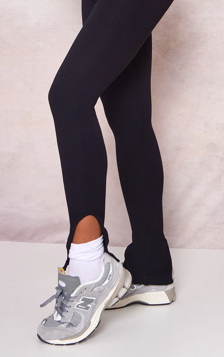 Maternity Black Contour Ribbed Split Hem Leggings