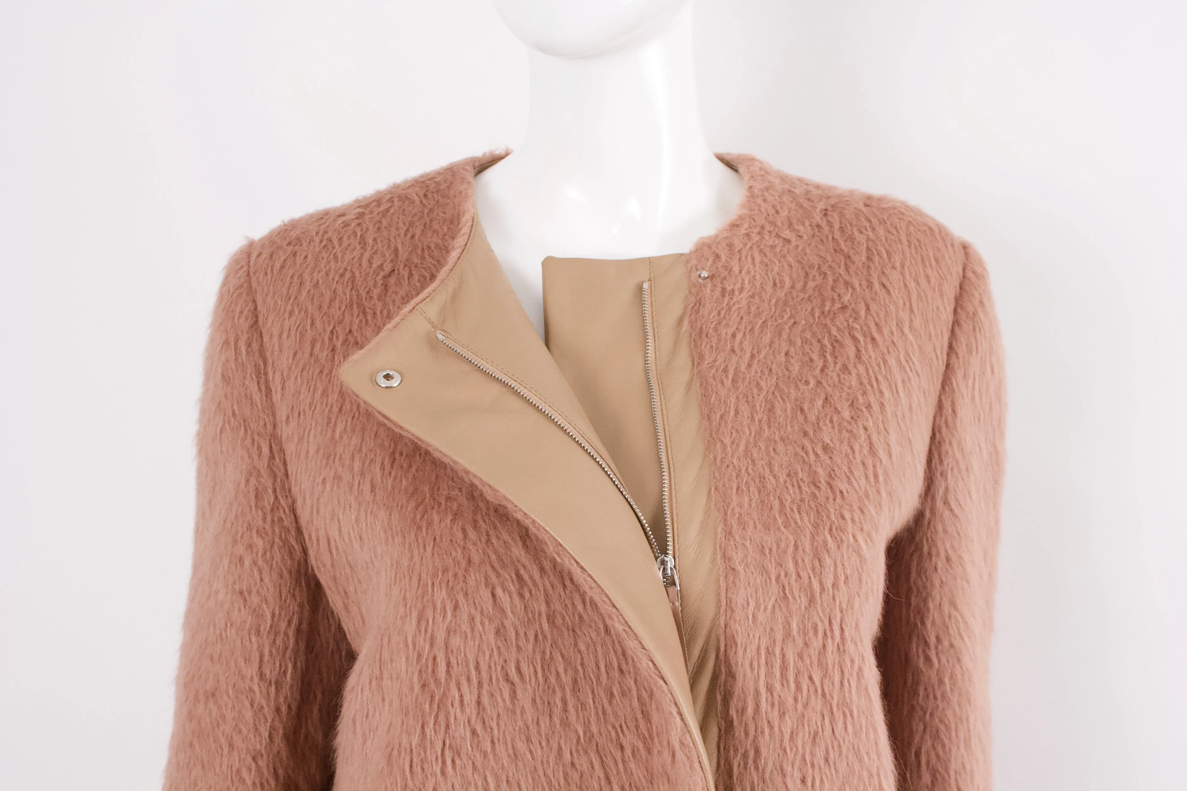 MAX MARA Beige Alpaca & Leather Coat