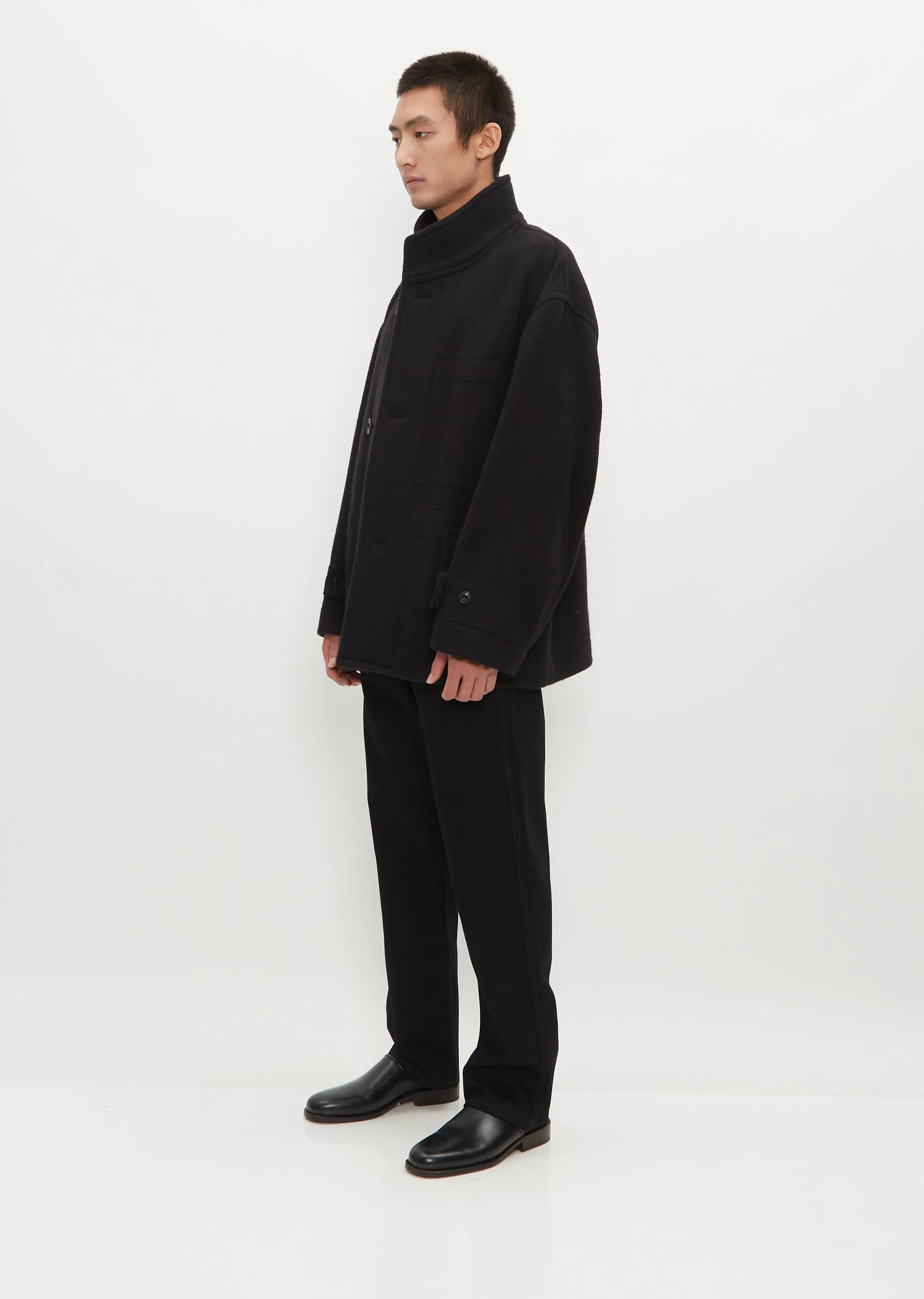 Men's Boxy Duffle Coat — Black