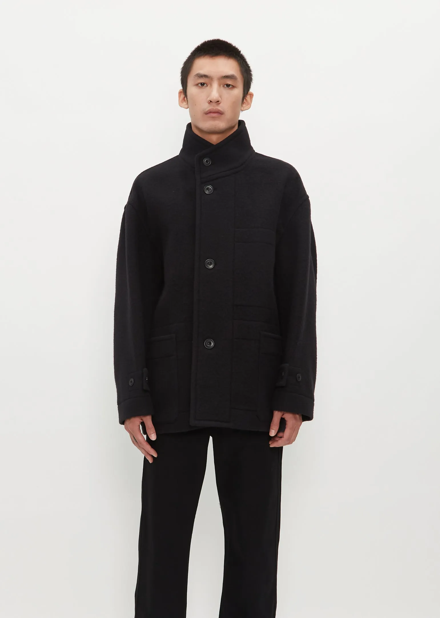 Men's Boxy Duffle Coat — Black