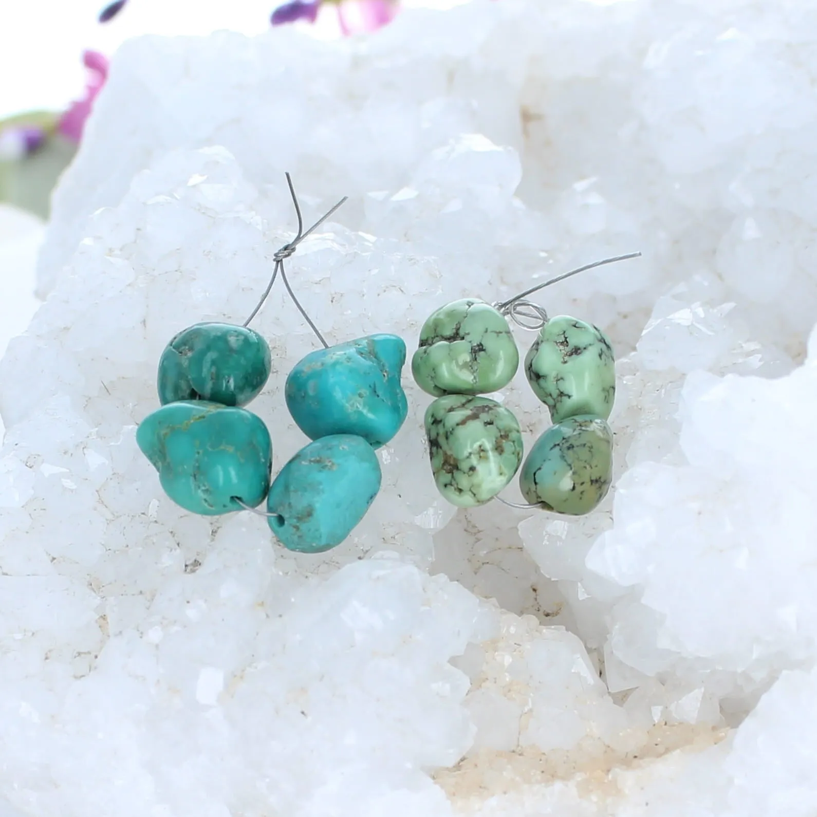 Mint Green and Aqua Turquoise Beads Nuggets