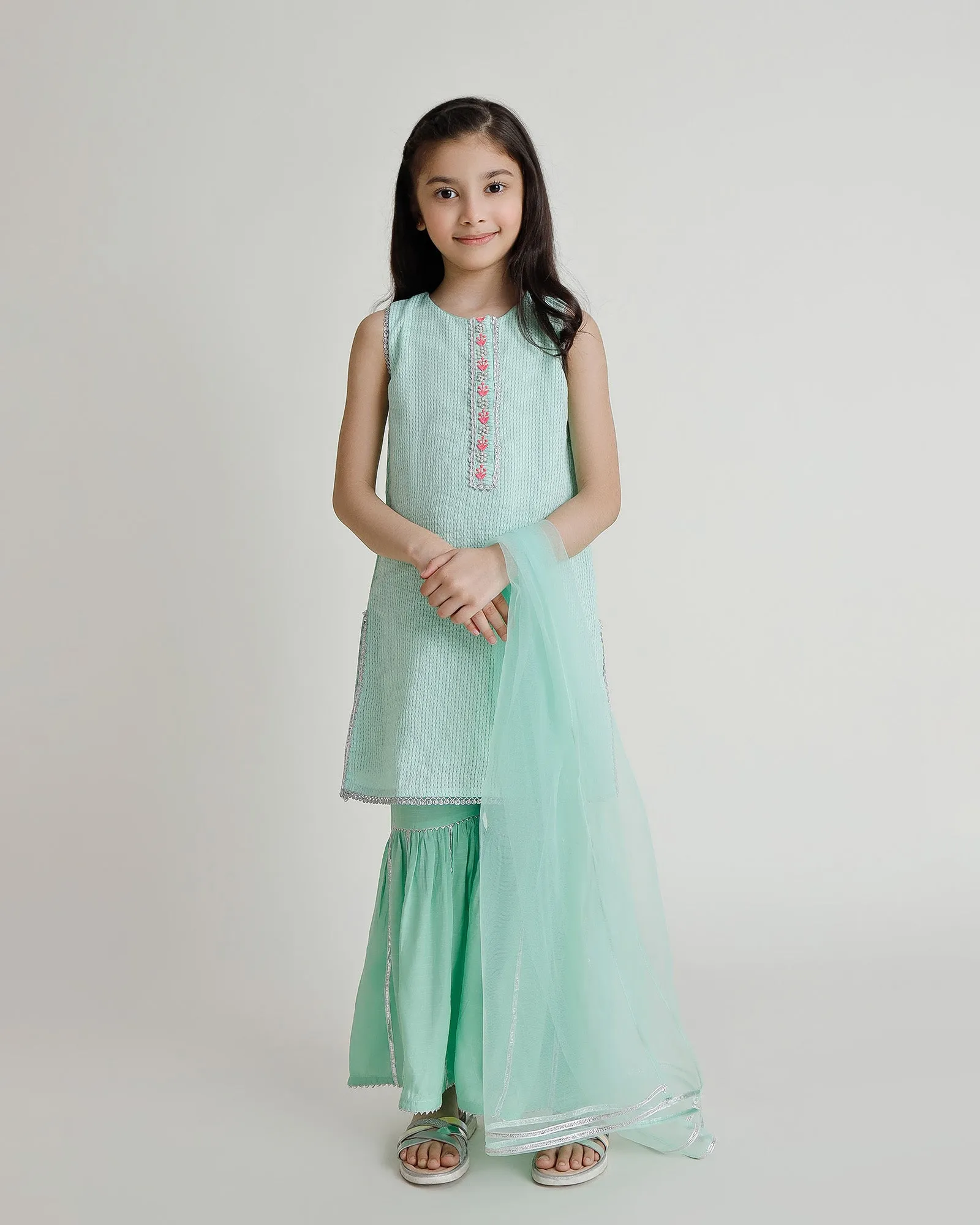 Mint Green Fancy Net Dress