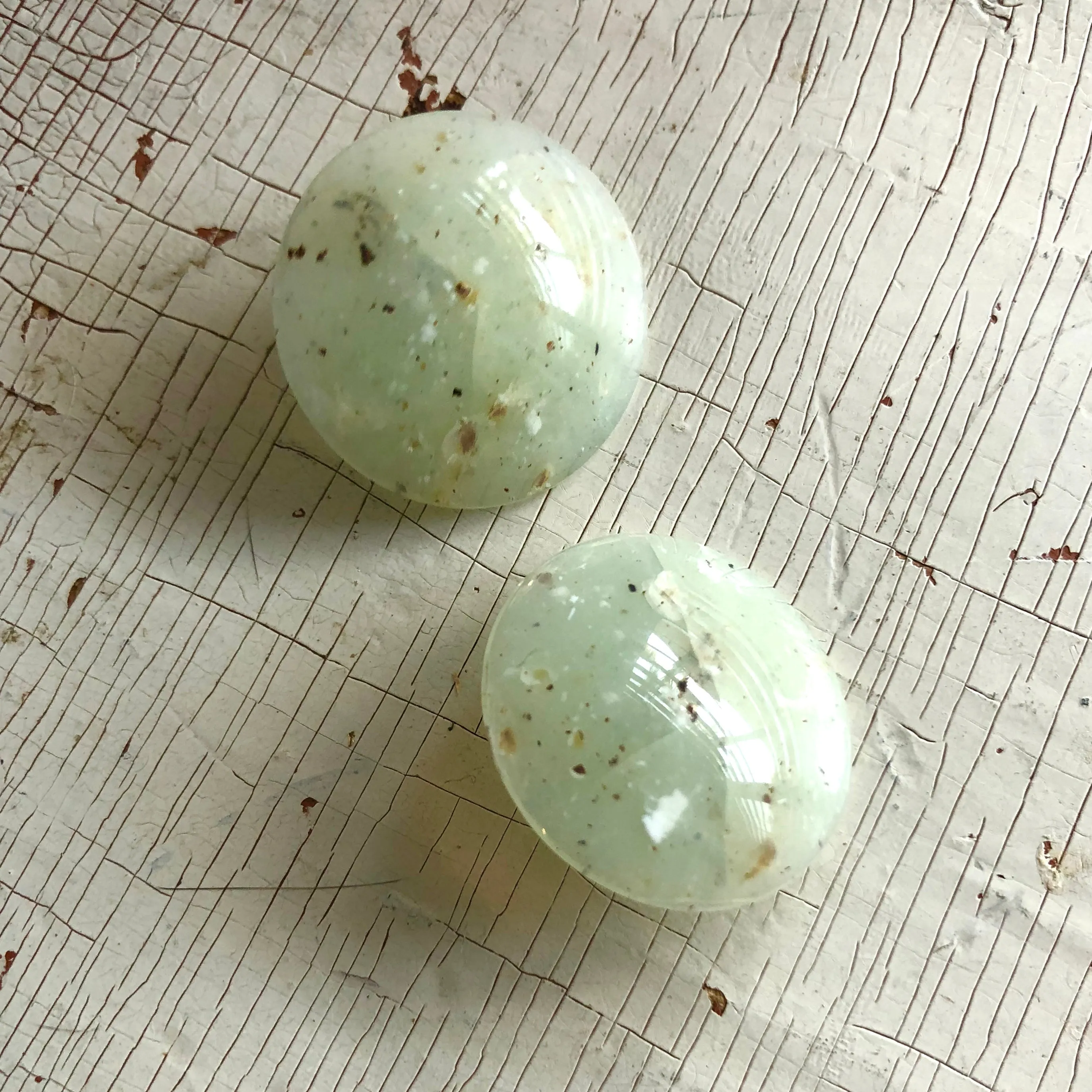 Mint Green Granite Retro Saucer Button Stud Earrings