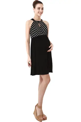 Momo Maternity Keyhole Halter Neck Dress