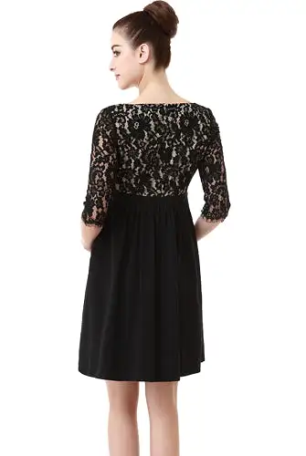 Momo Maternity Lace V-Neck Empire Waist Dress