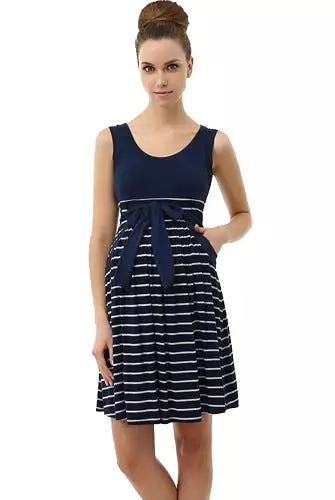 Momo Maternity Scoop Neck Striped Dress