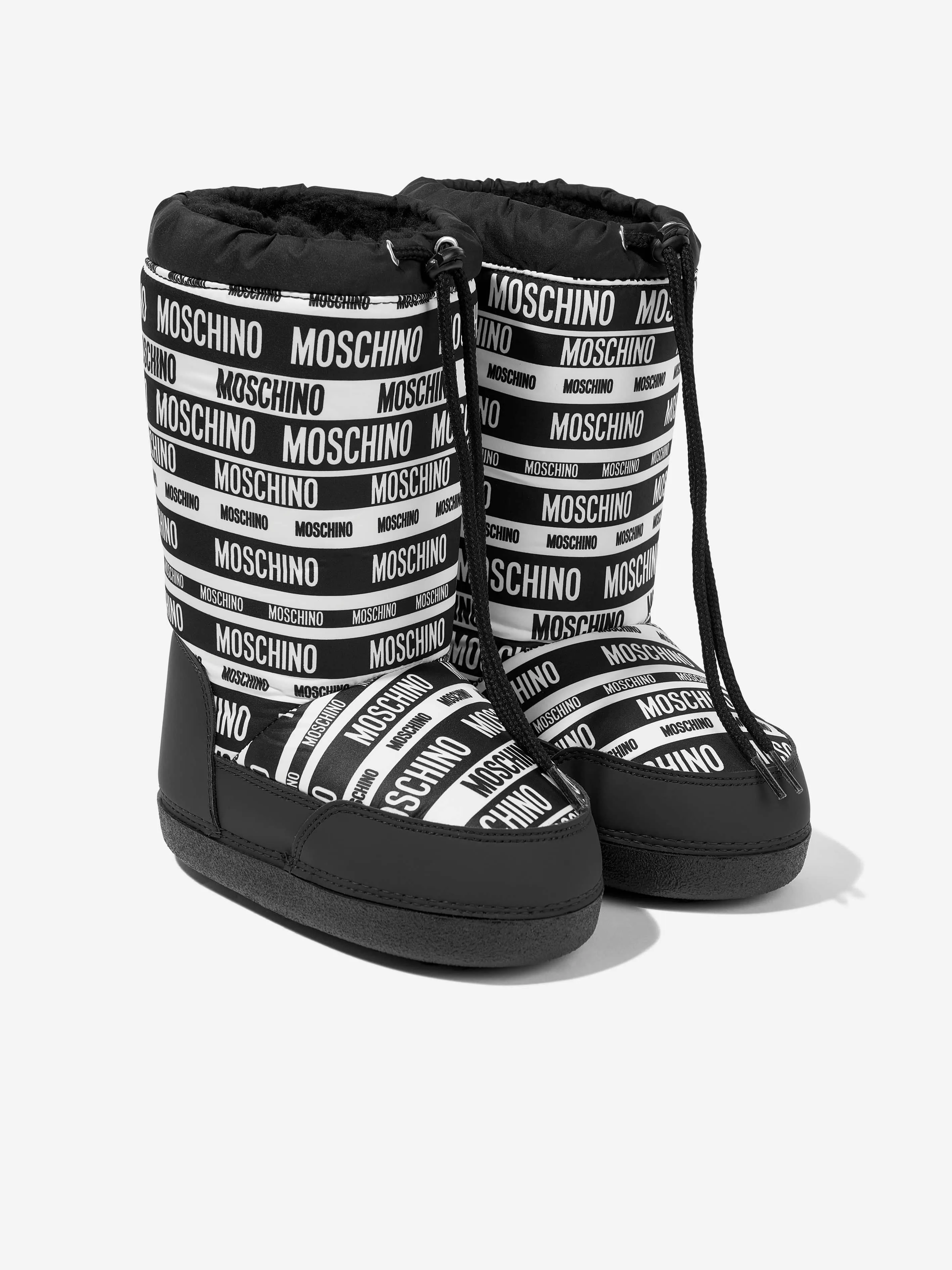 Moschino Kids Logo Snow Boots in Black