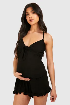 Nightwear | Maternity Frill Hem Cami And Short Pyjama Set | boohoo