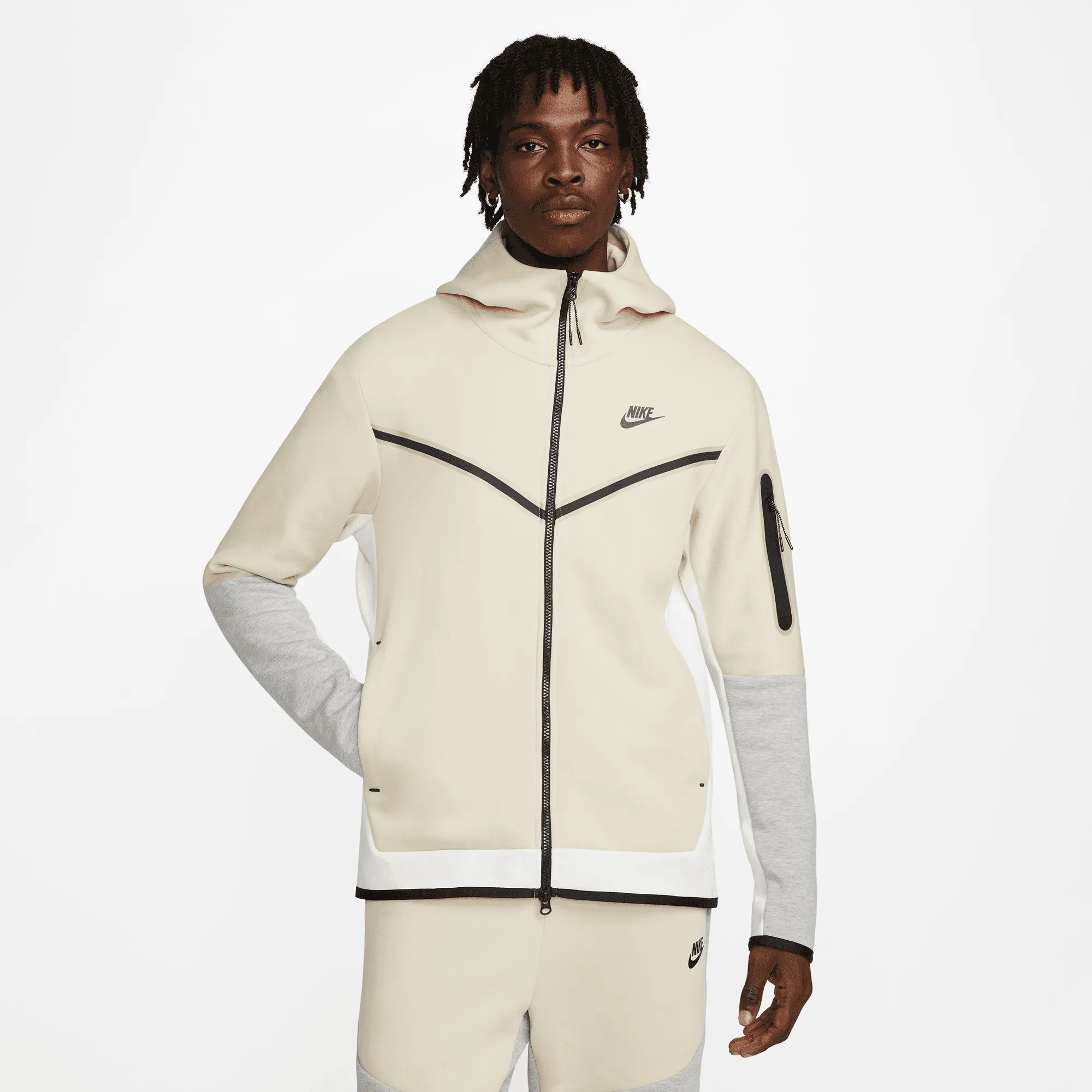 Nike Sportswear Tech Fleece Full-Zip Beige Hoodie