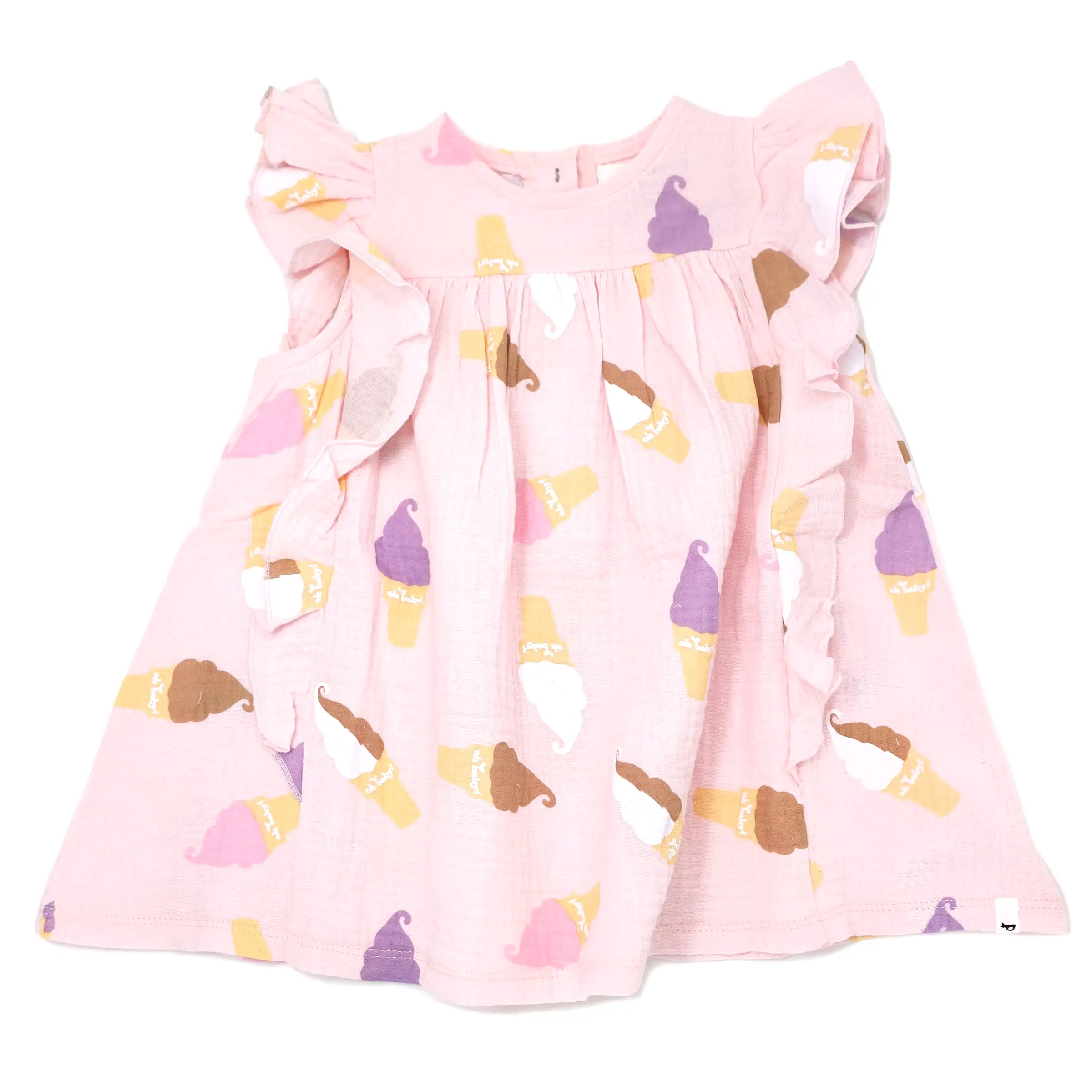 oh baby! Gauze Millie Dress - Soft Serve Ice Cream Print - Pale Pink