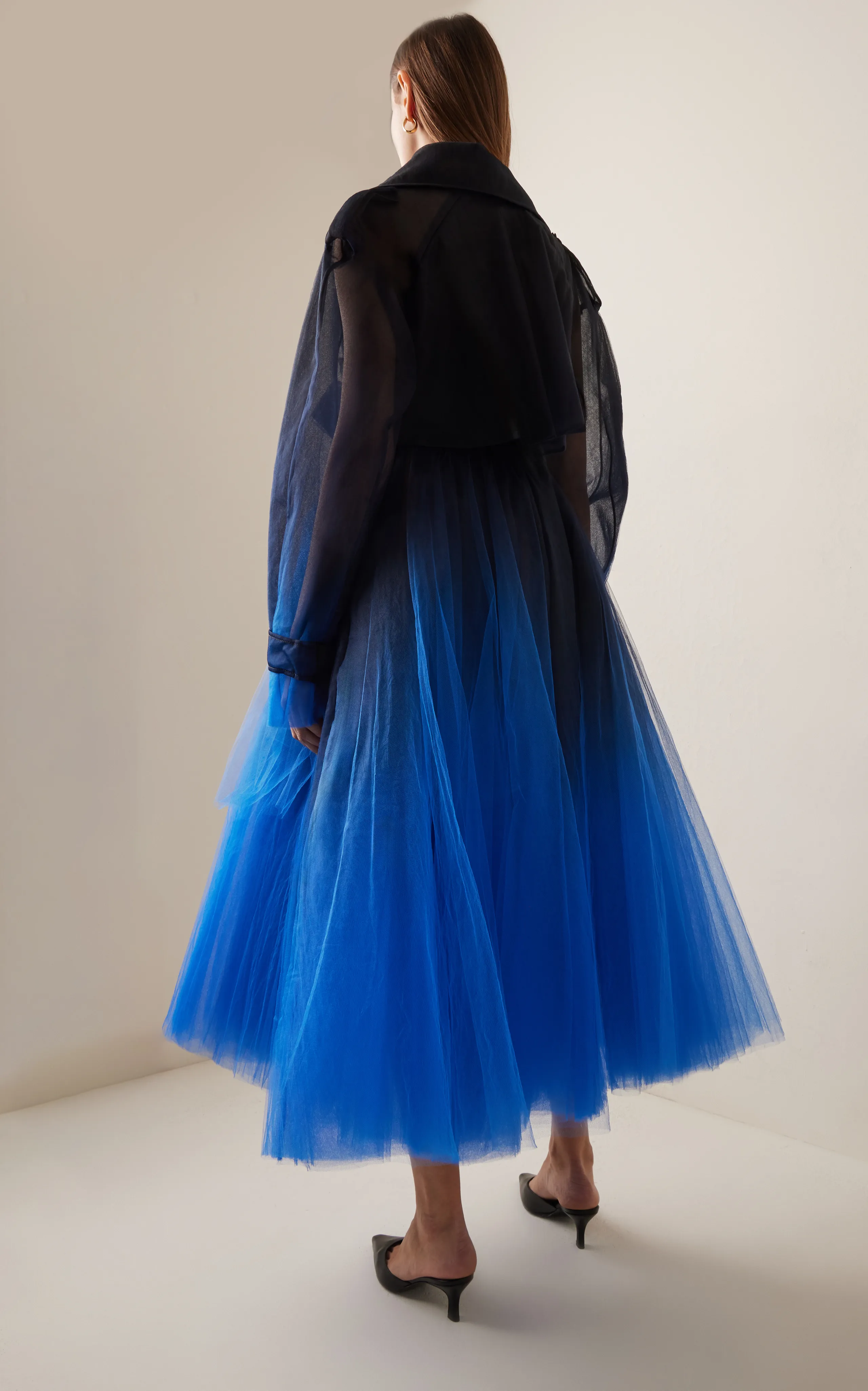 Oscar de la Renta Ombre-Dyed Tulle Opera Coat