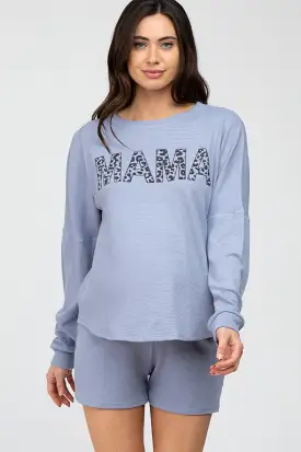 Periwinkle Mama Waffle Knit Maternity Pajama Set