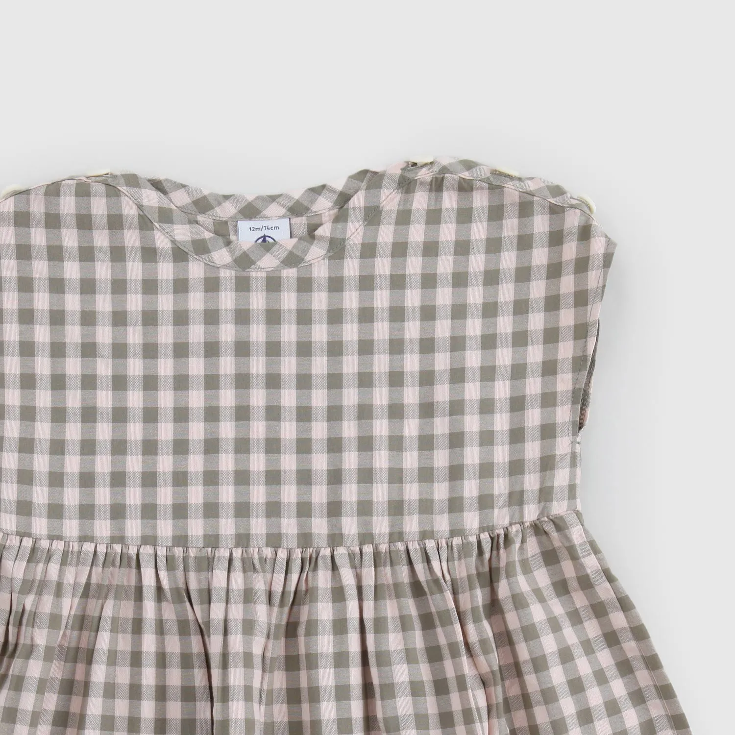 Petit Bateau Baby Girl Pink Green Check Dress