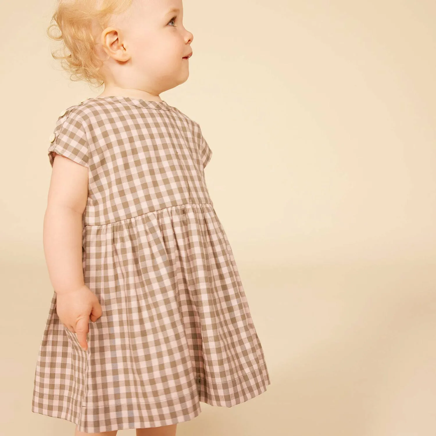 Petit Bateau Baby Girl Pink Green Check Dress