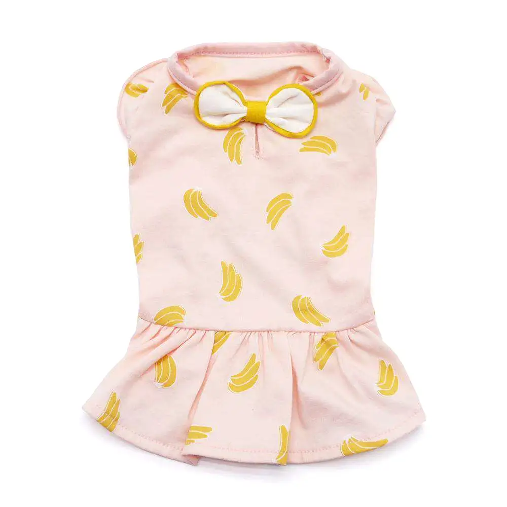 Pink Banana Print Dog Dress