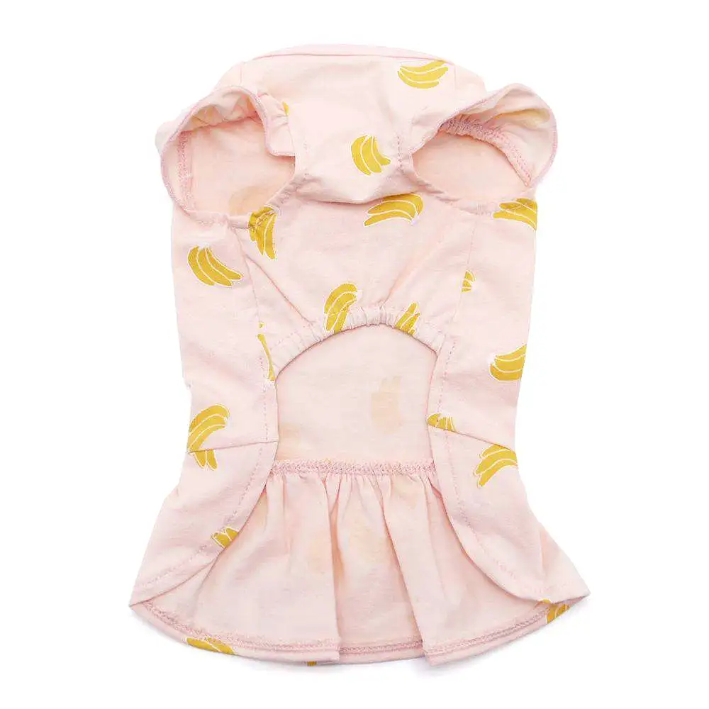 Pink Banana Print Dog Dress