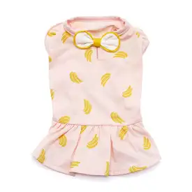 Pink Banana Print Dog Dress