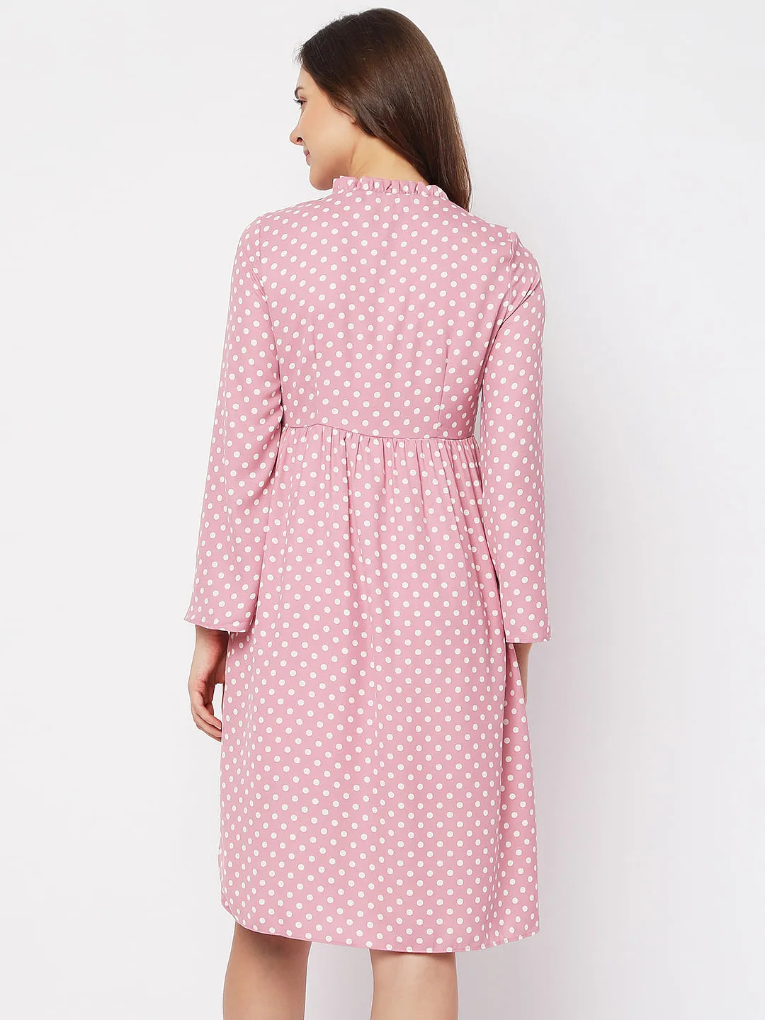 Pink Polka Dot Midi Dress