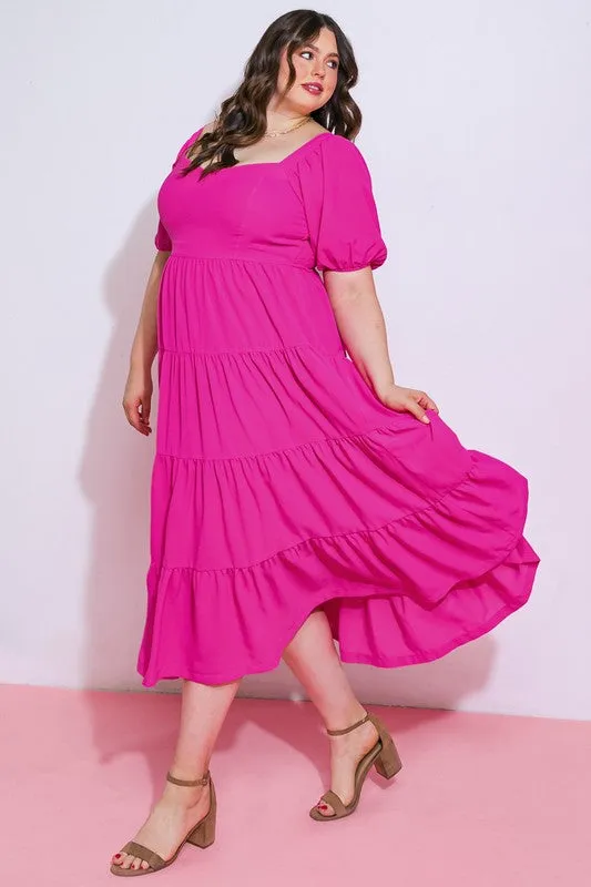 Pink Sweetheart Tiered Dress