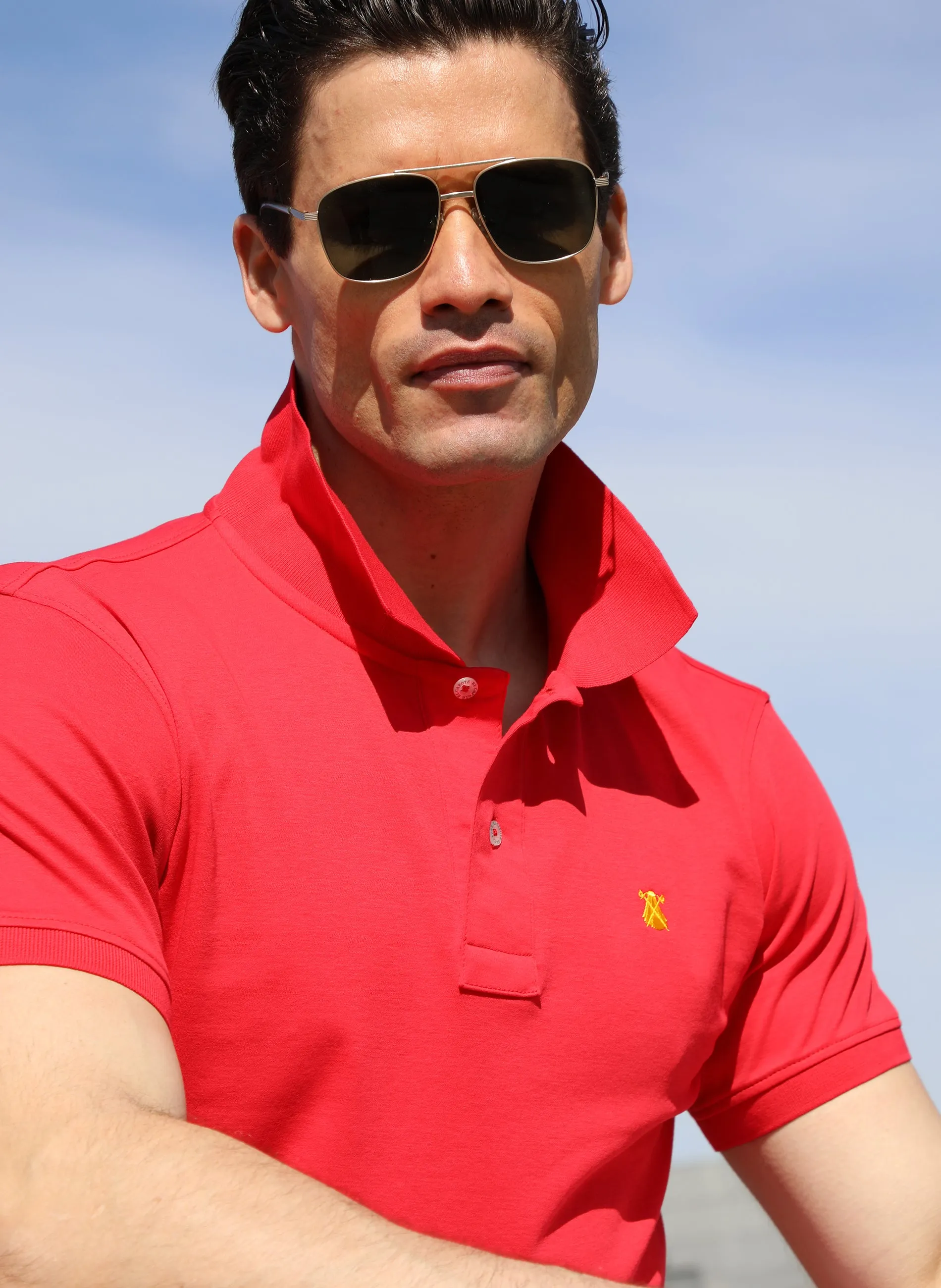 Polo Hombre Rojo Interlock