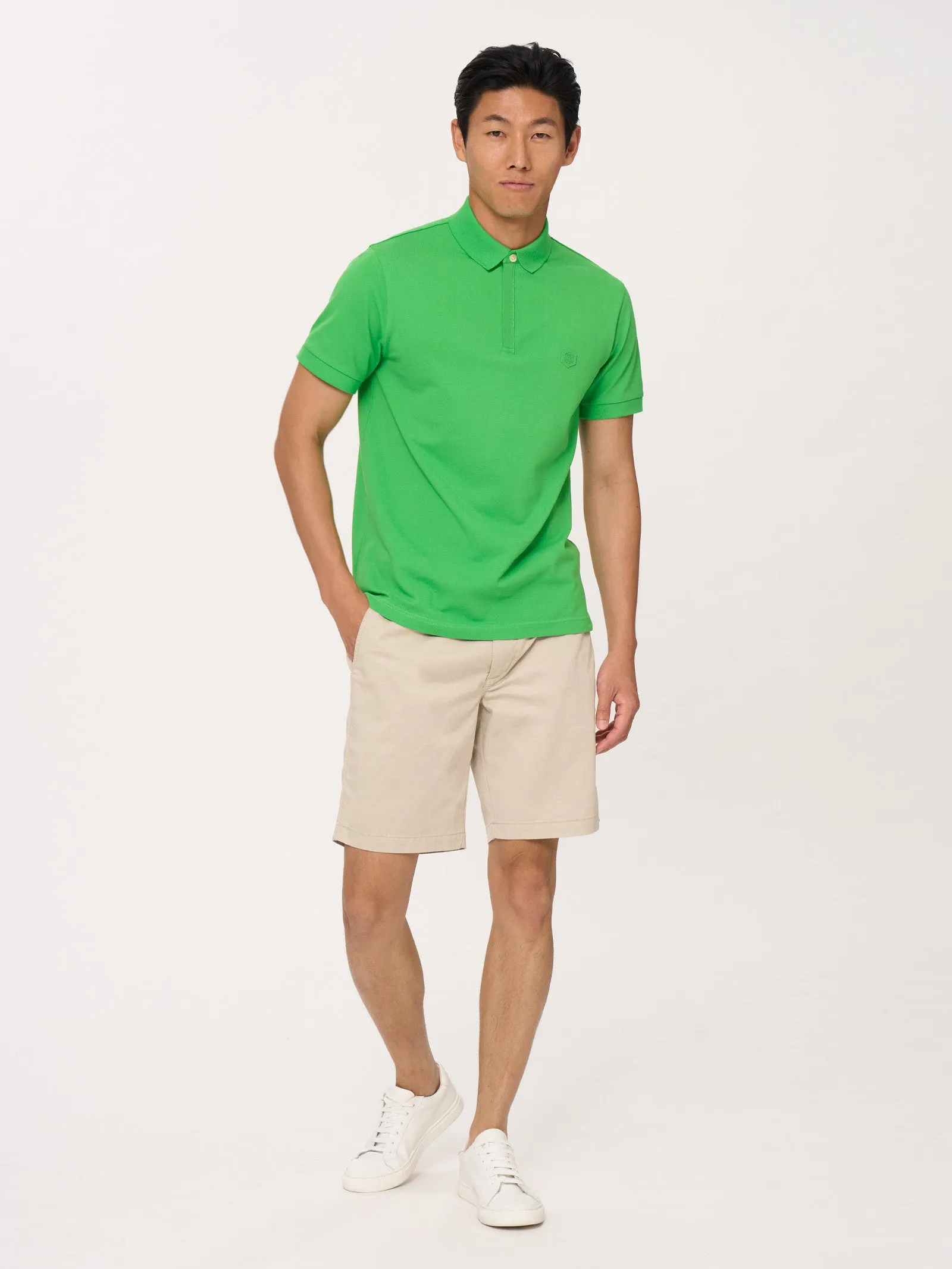 Polo in Eco Cotton Piquet Stretch - Sphagnum