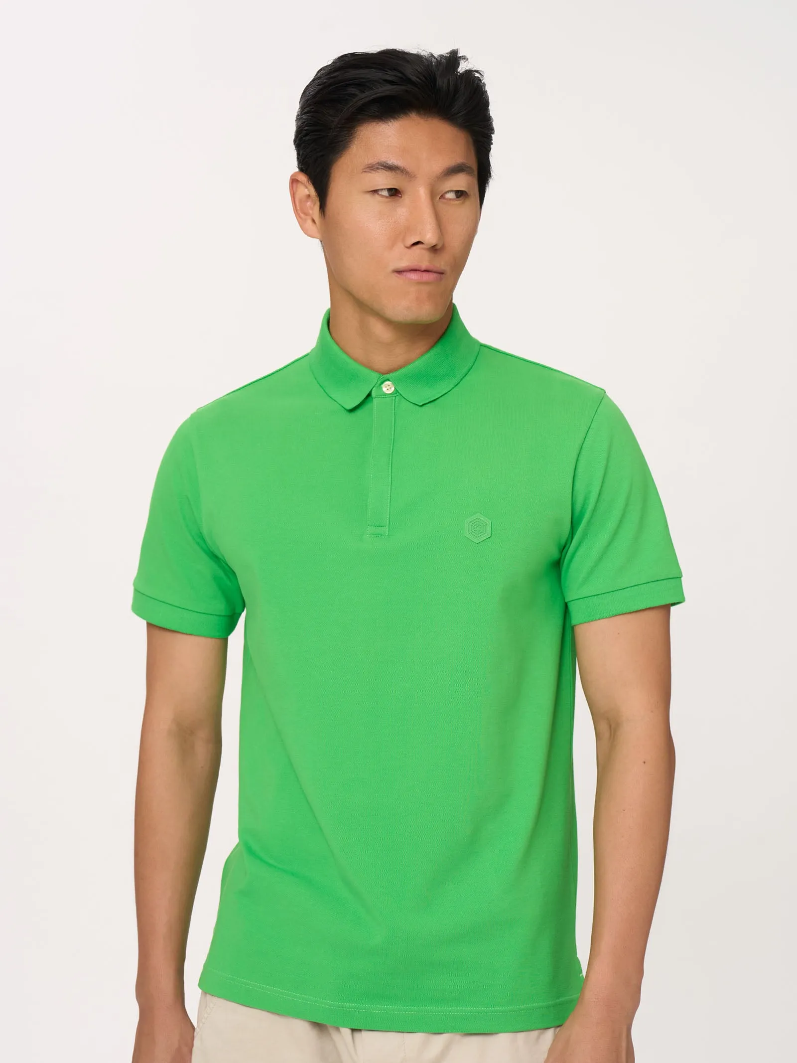 Polo in Eco Cotton Piquet Stretch - Sphagnum