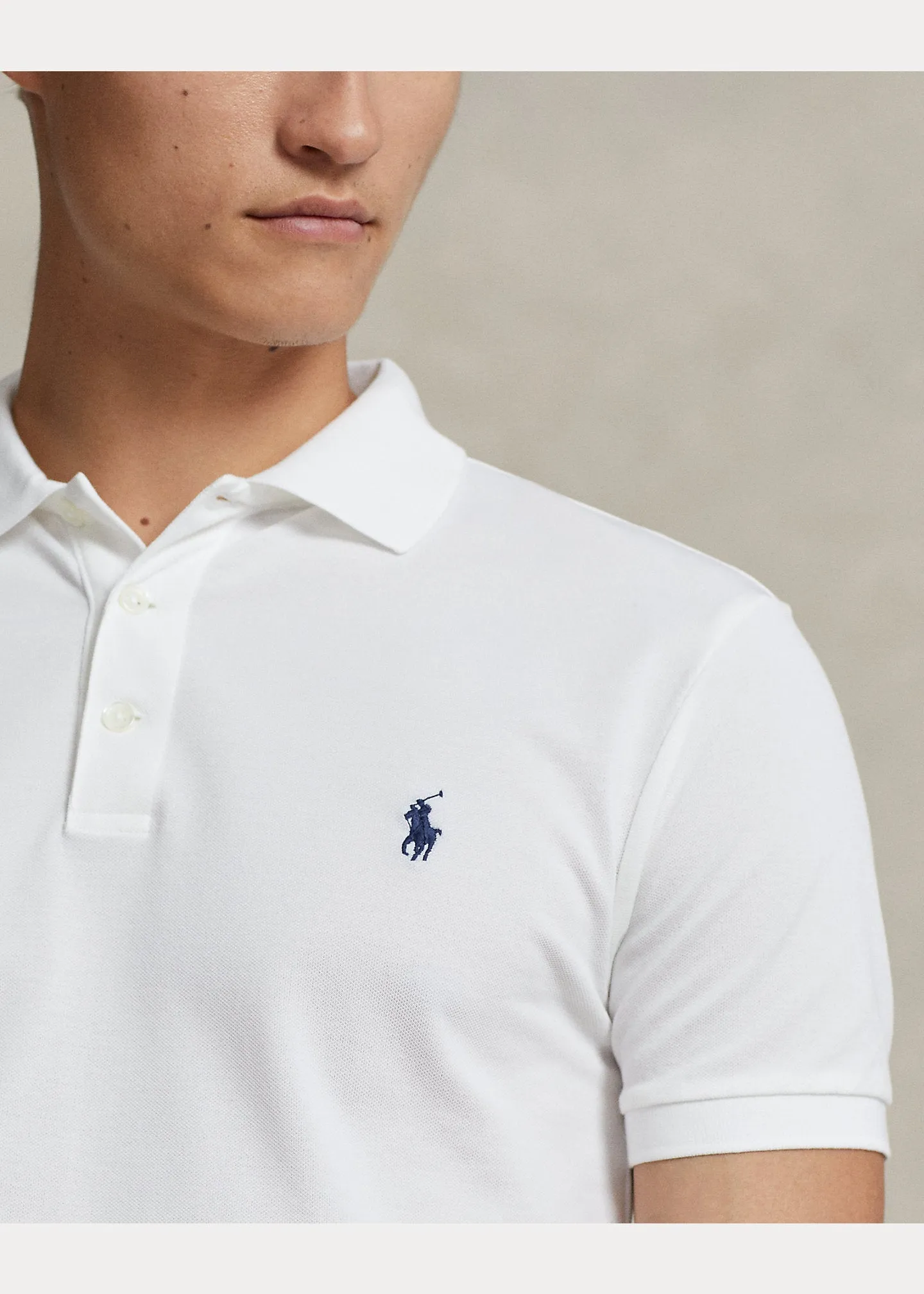 Polo Ralph Lauren - Polo white cintré en coton piqué stretch