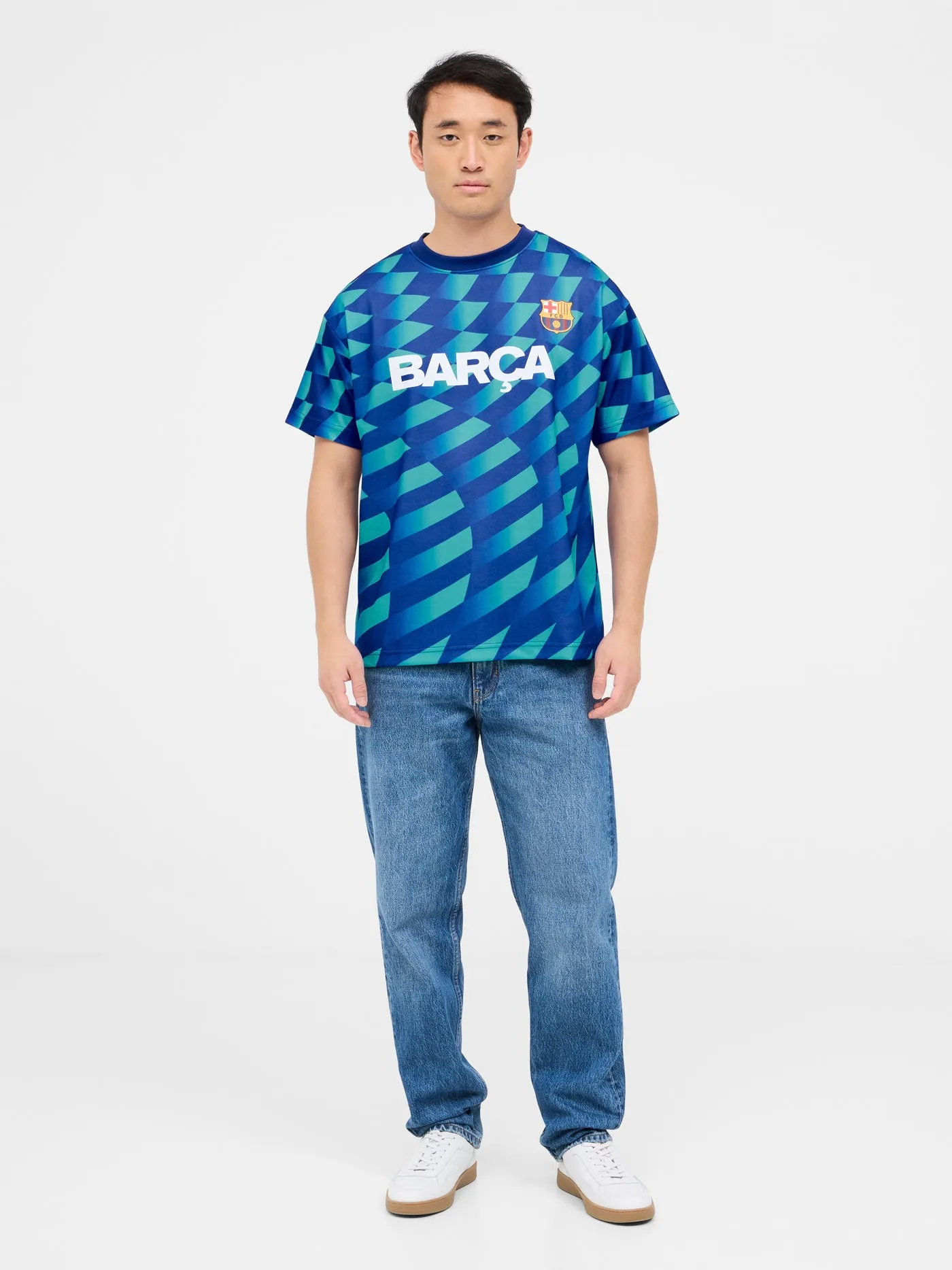 Print turquoise T-shirt crest Bara