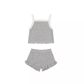 Quincy Mae Evie Tank + Shortie Set - Lagoon Micro Stripe