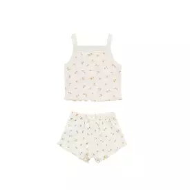 Quincy Mae Pointelle Tank + Shorties Set - Ditsy Melon