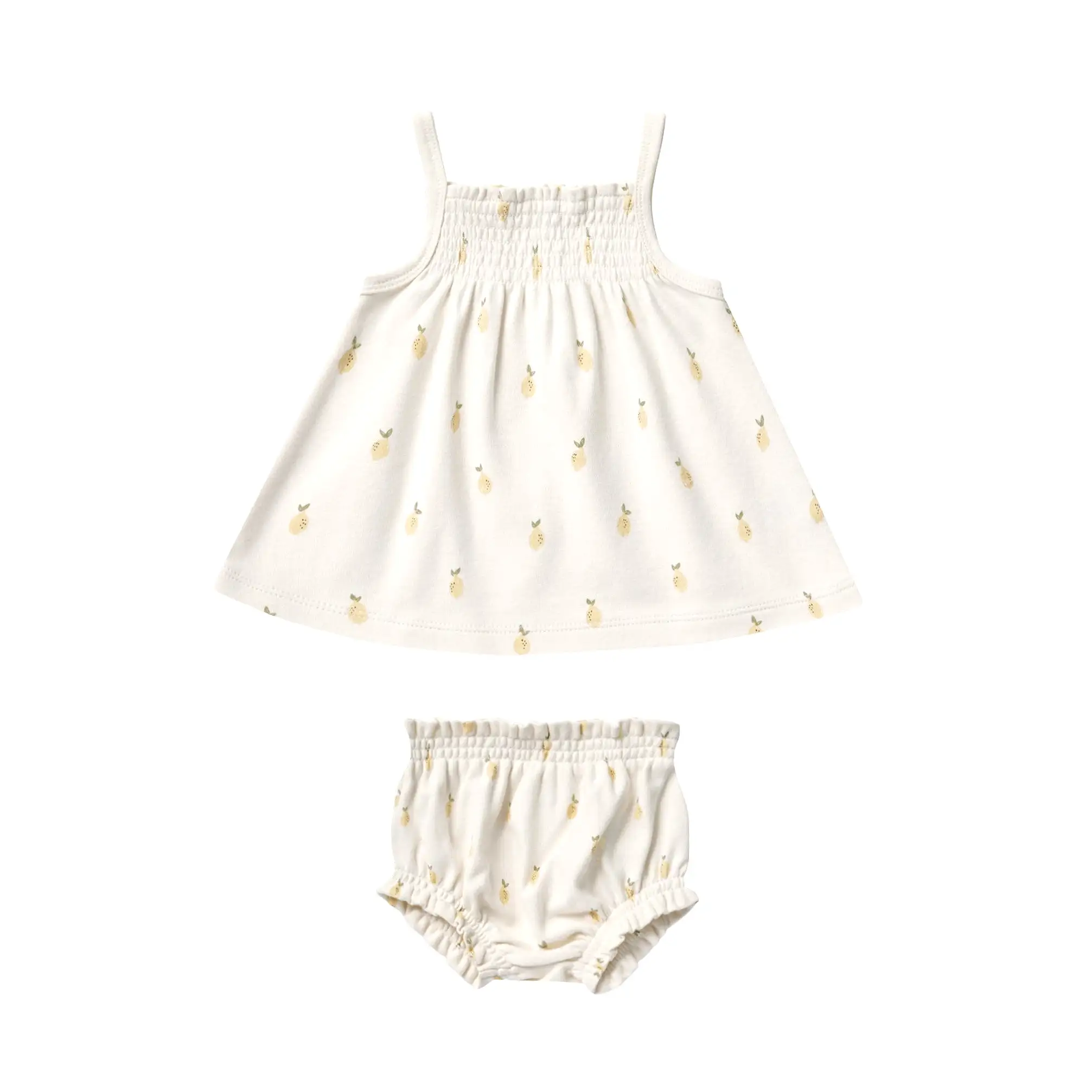 Quincy Mae Smocked Tank + Bloomer Set - Lemons