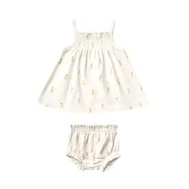 Quincy Mae Smocked Tank + Bloomer Set - Lemons