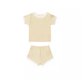 Quincy Mae Waffle Shortie Set - Lemon