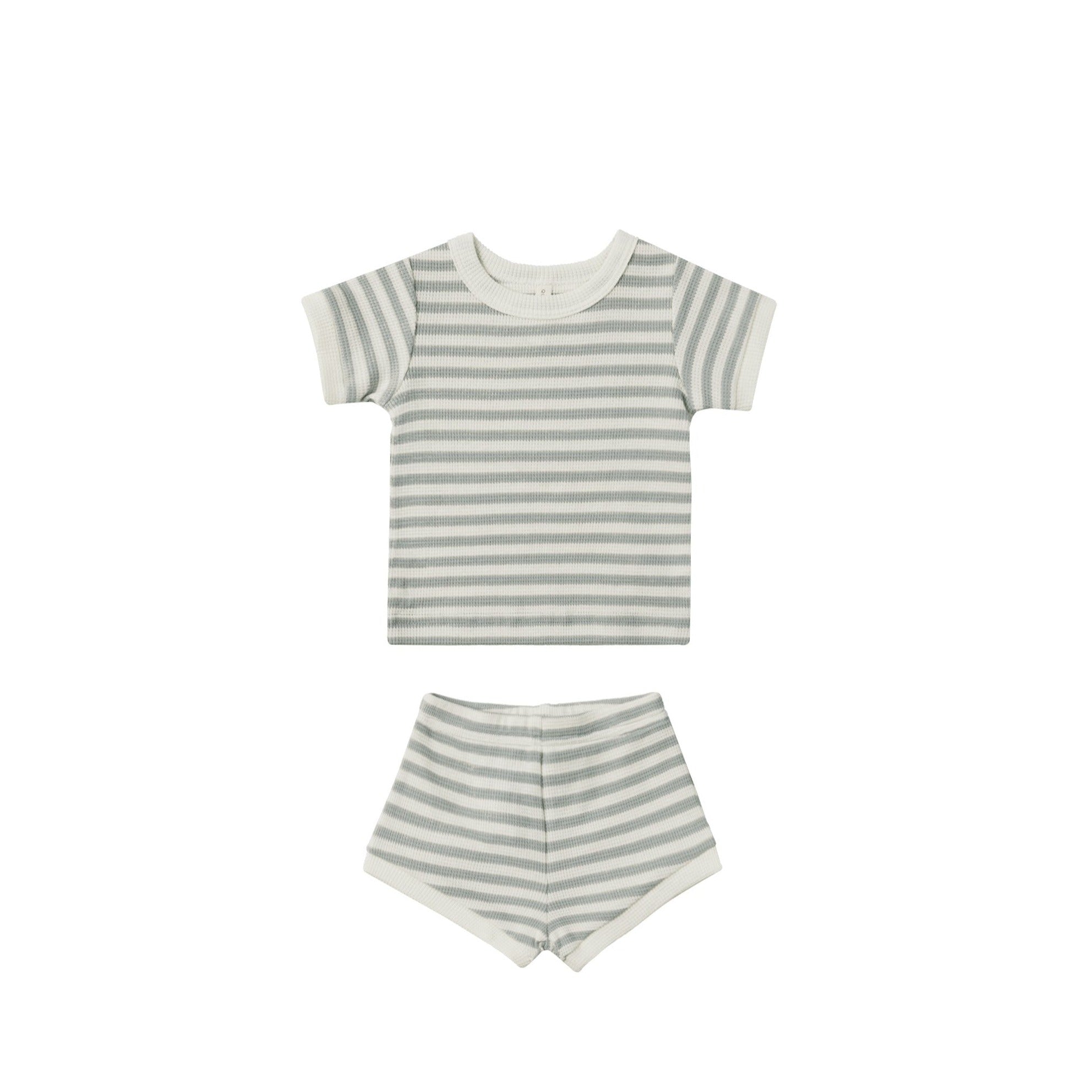 Quincy Mae Waffle Shortie Set - Sky Stripe