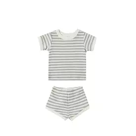 Quincy Mae Waffle Shortie Set - Sky Stripe