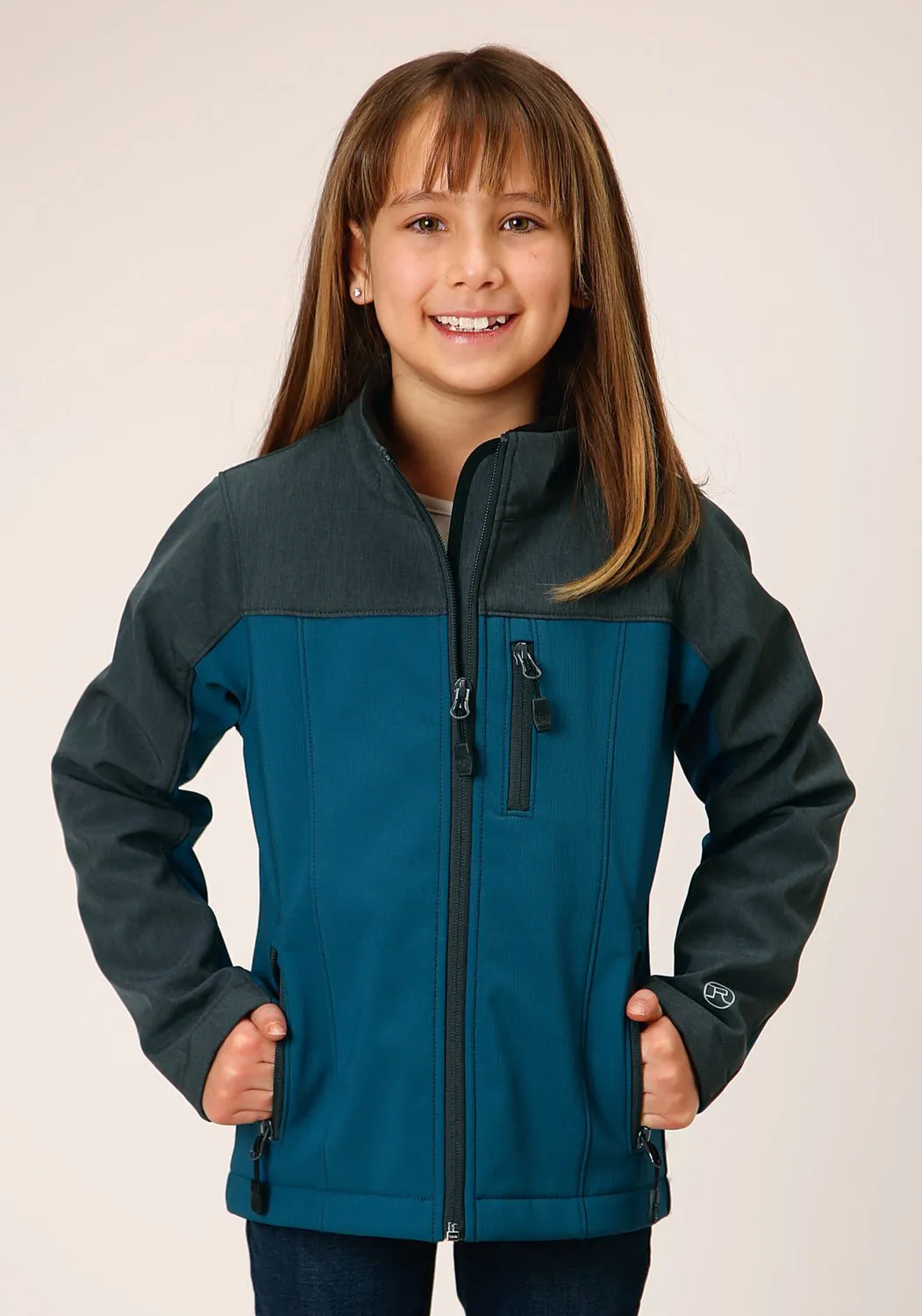 Roper Girls Technical Green/Grey Polyester Softshell Jacket