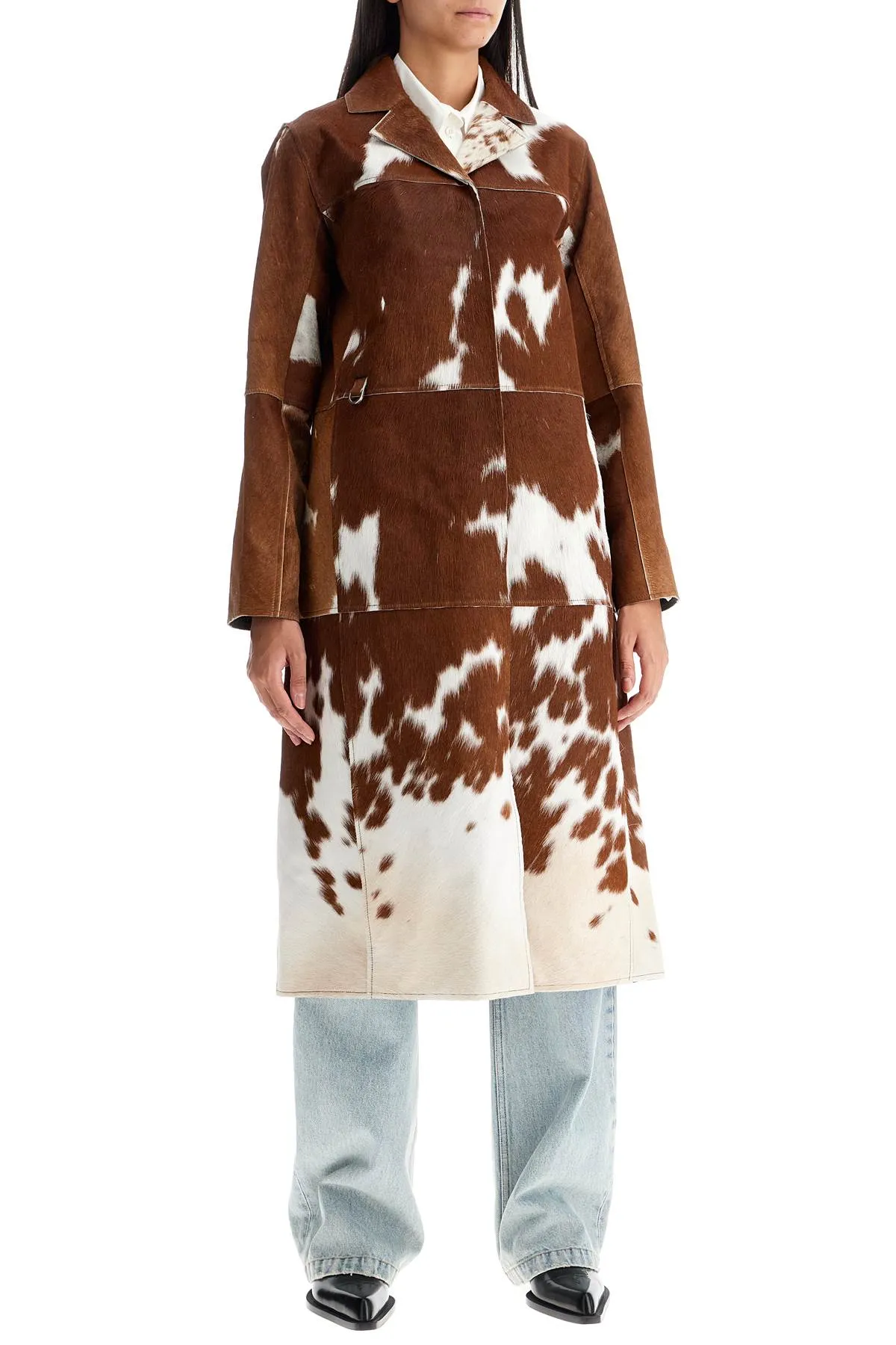 Saks Potts Long Gio Coat In Pony Hair   Brown