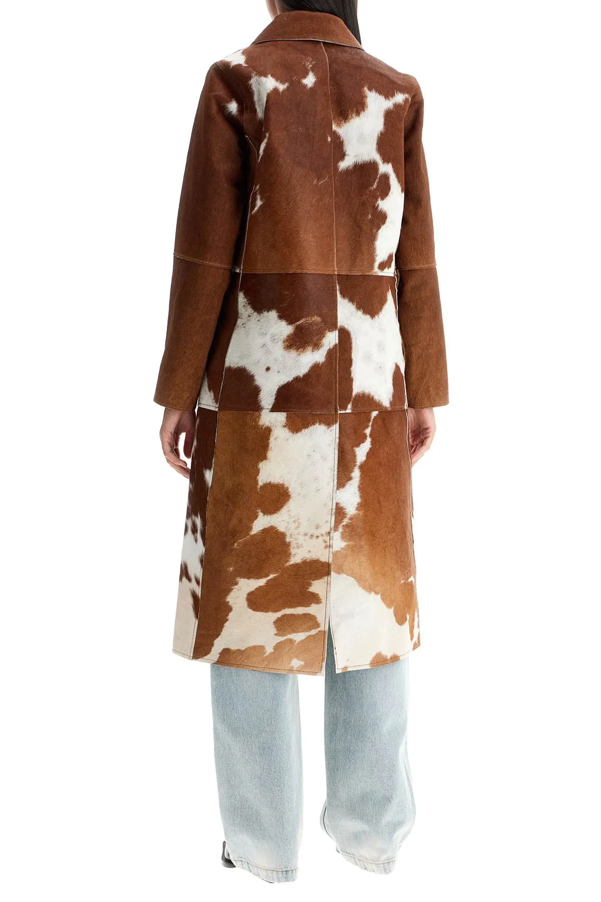 Saks Potts Long Gio Coat In Pony Hair   Brown